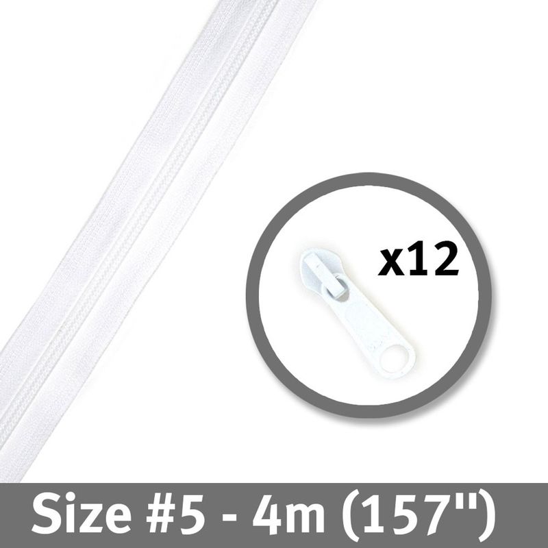 Bag Zipper 4m with Pulls -YKK #5 - White