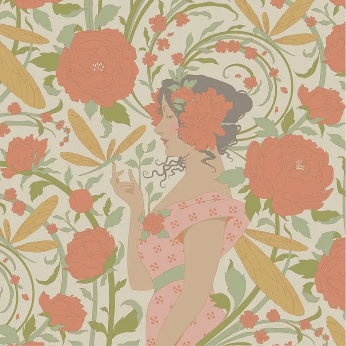 Songbird - Aubery - Coral - Fat Qtr