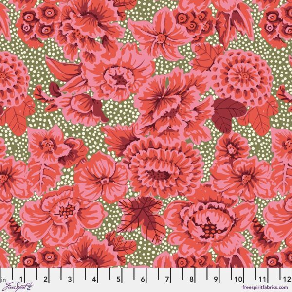 From the Archives - Floral with Dots - Red - Fat Qtr