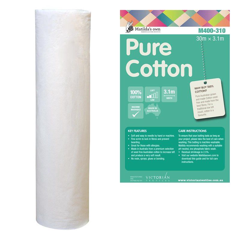 Matilda's Own Pure Cotton Wadding 3.1m wide (Bulky Item)