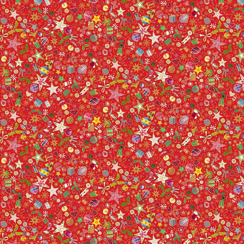 Jolly Saint Nick - Christmas Treasures Red - Fat Qtr