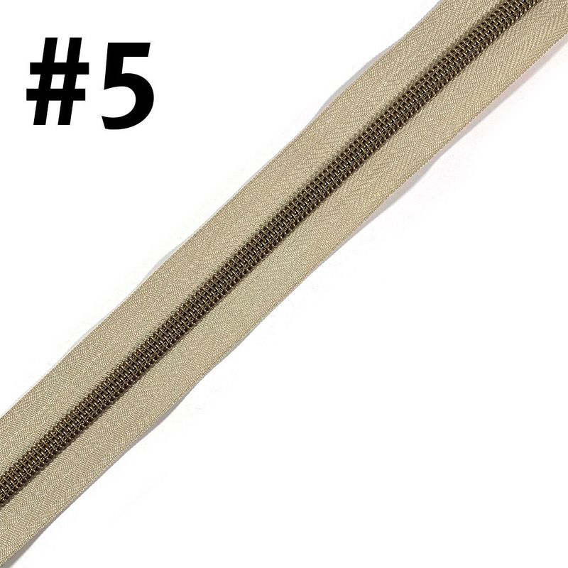 Bag Zipper Tape 3m - #5 - Natural with Antique Brass Teeth