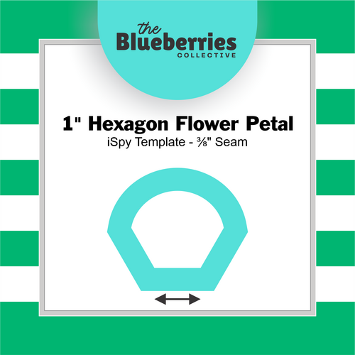 1" Hexagon Flower Petal iSpy Template - 3/8" Seam