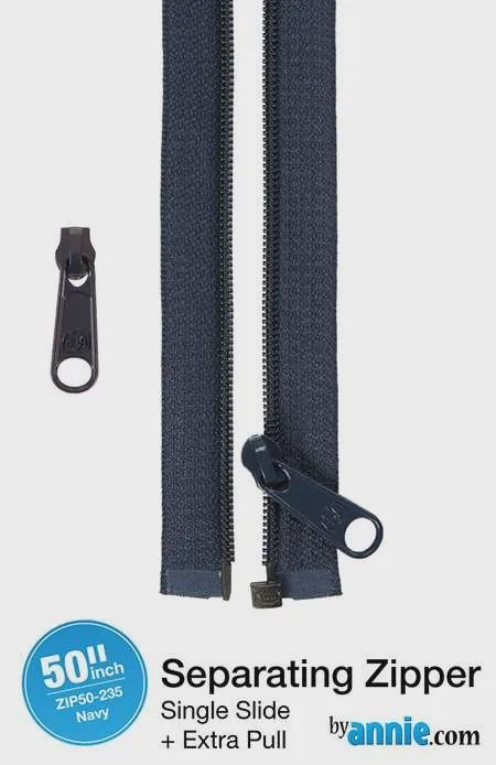 50″ Separating Zipper - Navy