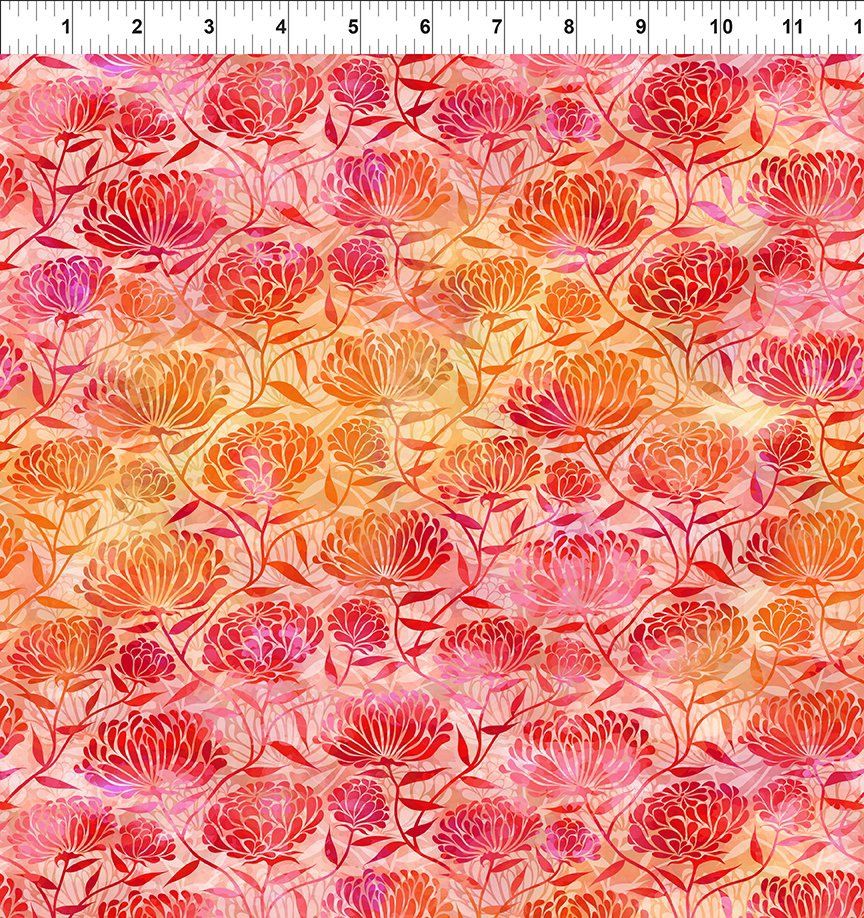 Felicity - Red Chrysanthemums Fat Qtr