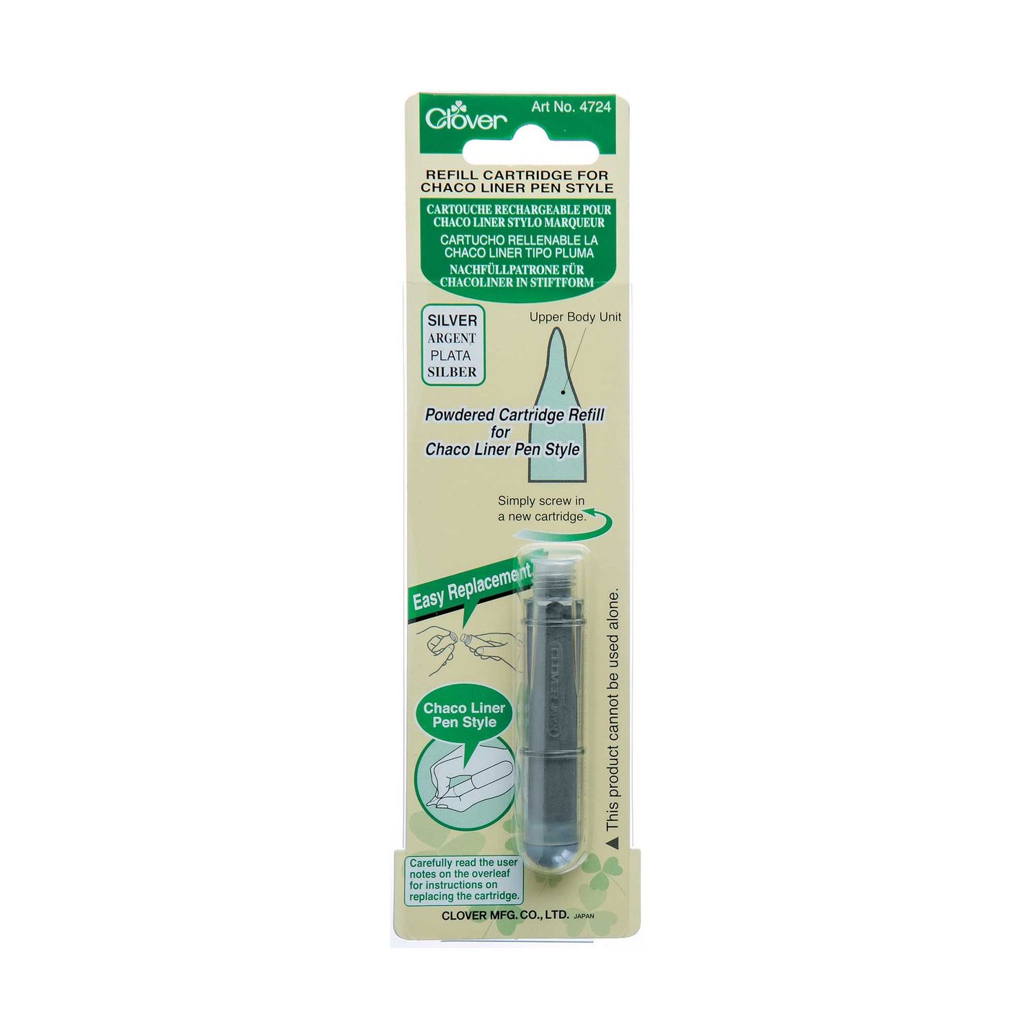 Clover Refill Cartridge Liner Pen Style - Silver