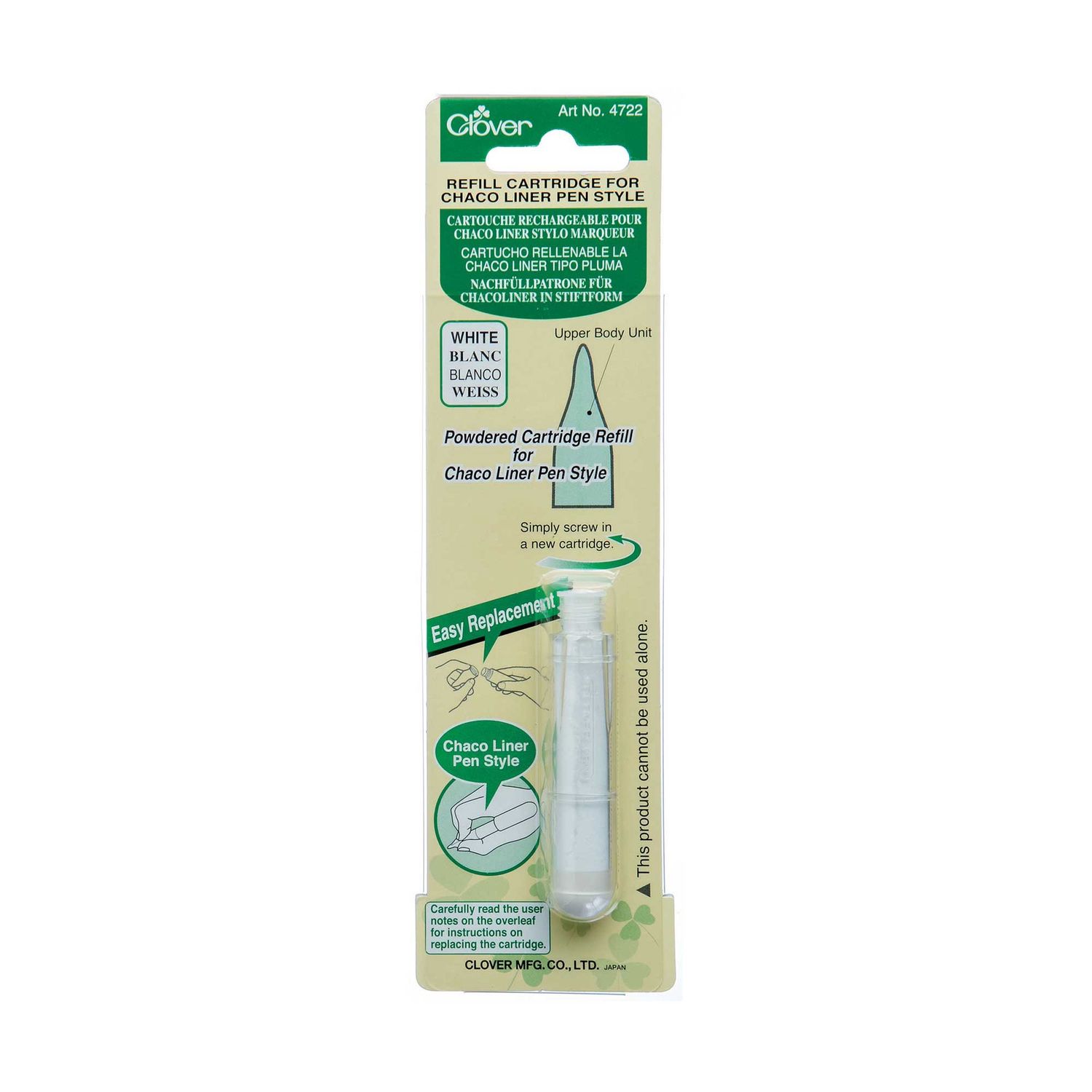 Clover Refill Cartridge Liner Pen Style - White