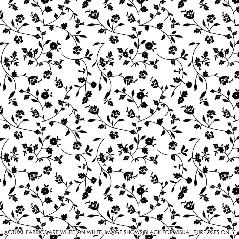 Selfies - White on White Flower &amp; Vine Fat Qtr