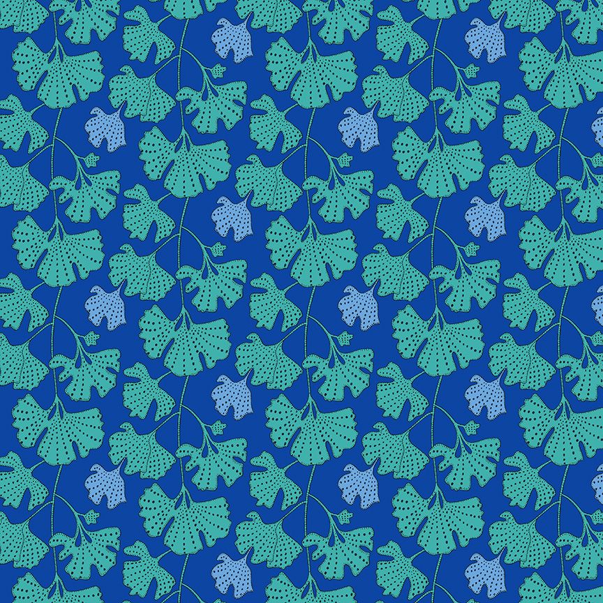 Sally Kelly - Ginkgo Cerulean Fat Qtr