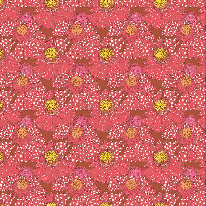 Sally Kelly - Polka flower Crimson Fat Qtr