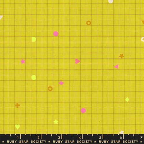 Lofi Linens Citron Power Grid - Fat Qtr