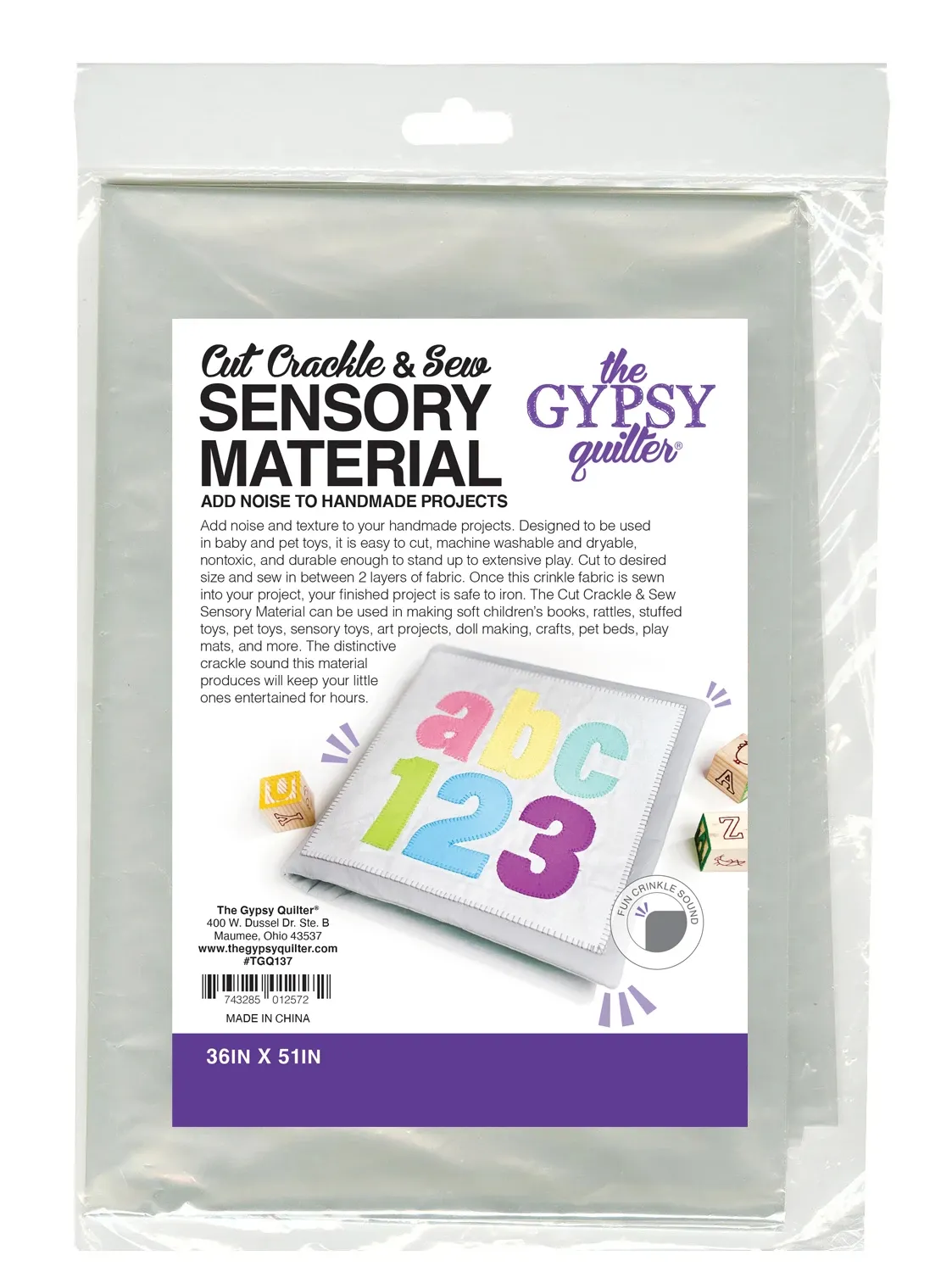 Cut Crackle and Sew Sensory Material