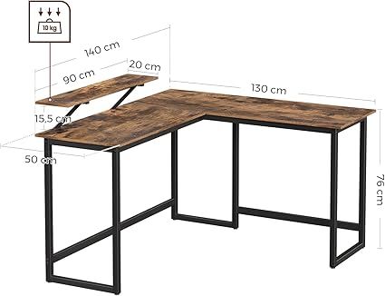 L-Shaped Desk with Screen Stand for Studying