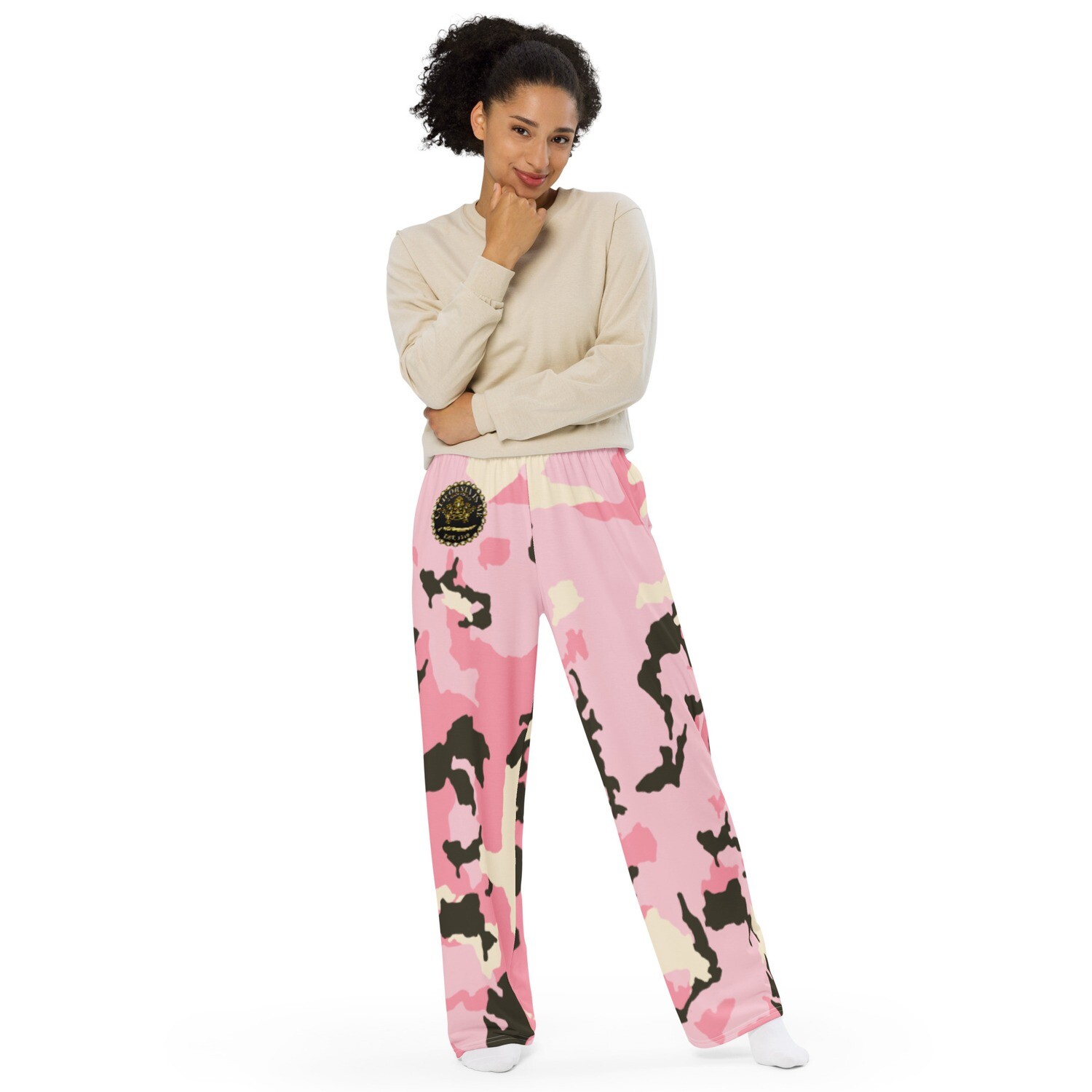 Pink Camo Empowered Unisex Wide-leg Pants
