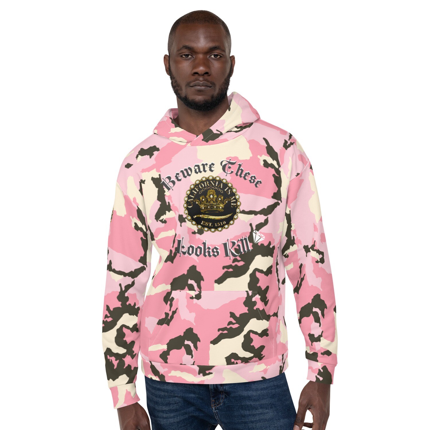 Black, Brown, White, Color Block, Abstract Unisex Hoodie, Size: XS