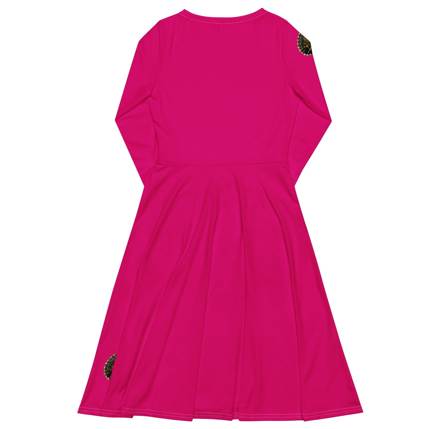 Palm Fuchsia Pink Long Sleeve Dress
