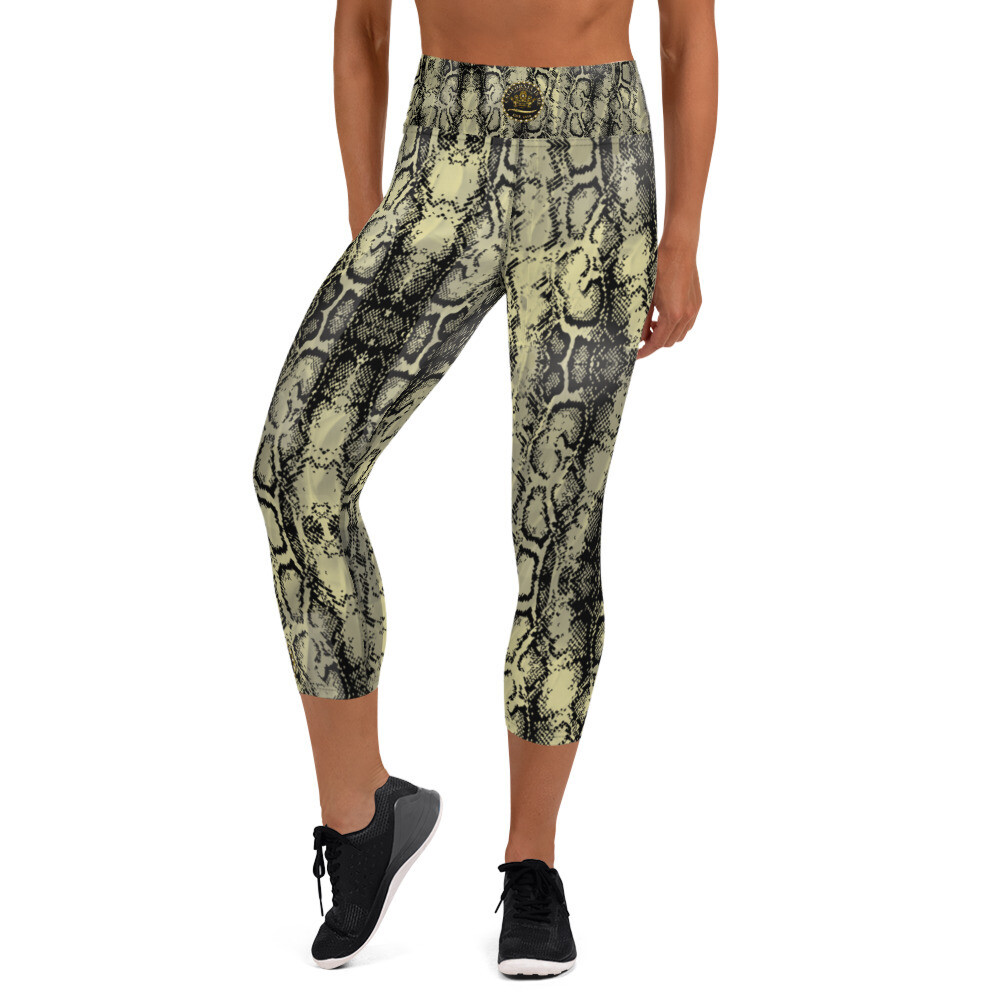 Green Black Snakeskin Yoga Capri Leggings