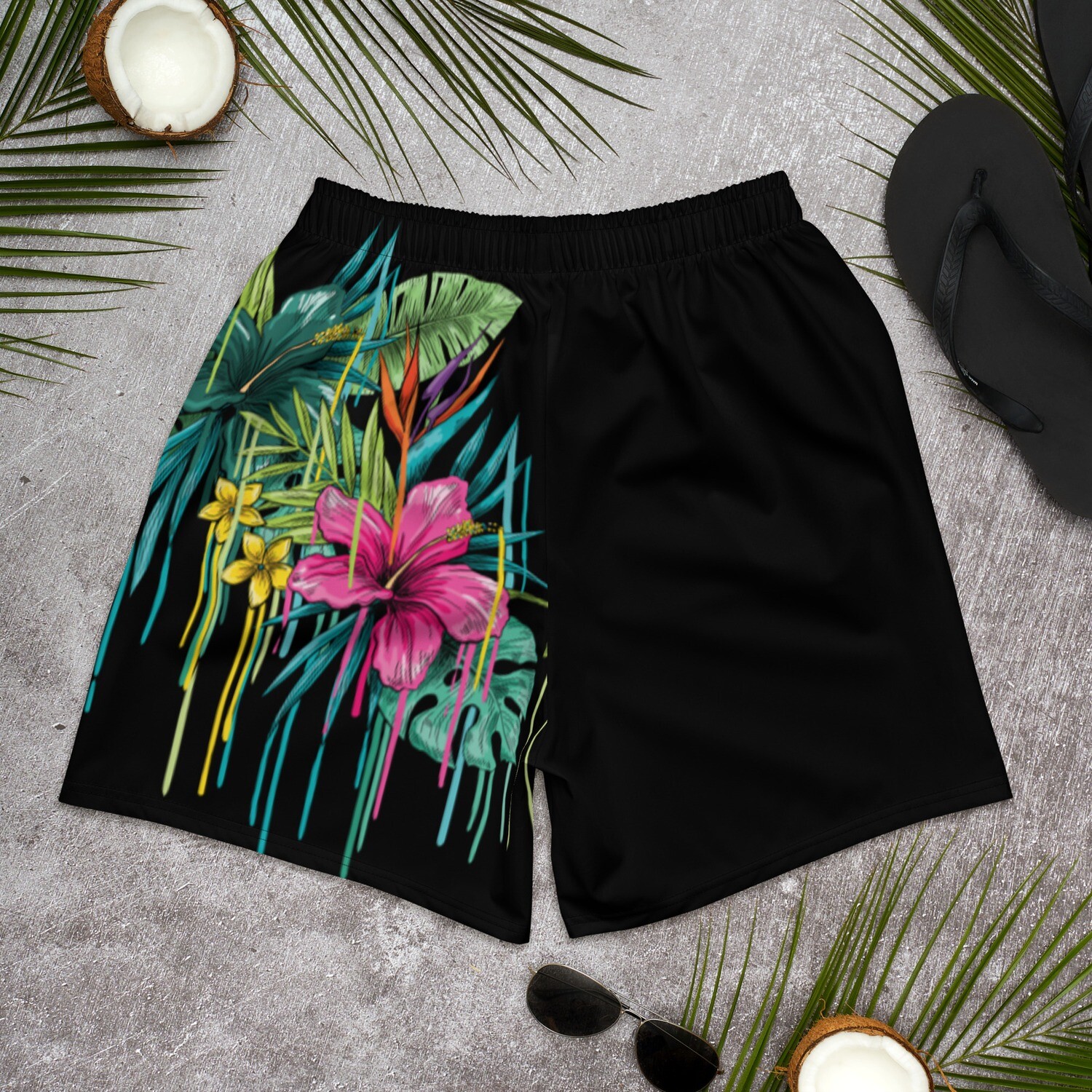 Drippin' Palm Tree Men's Athletic Long Shorts