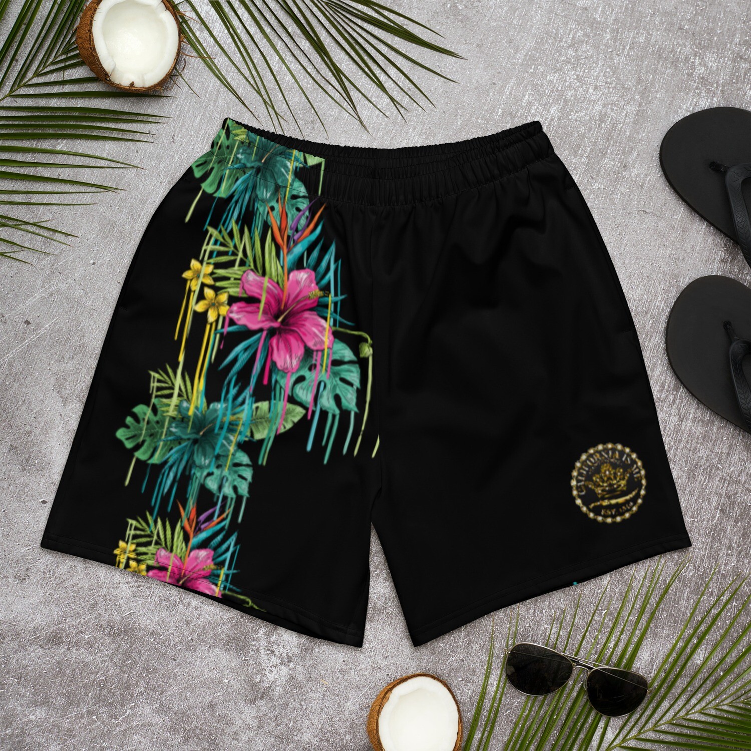 Drippin&#39; Palm Tree Men&#39;s Athletic Long Shorts