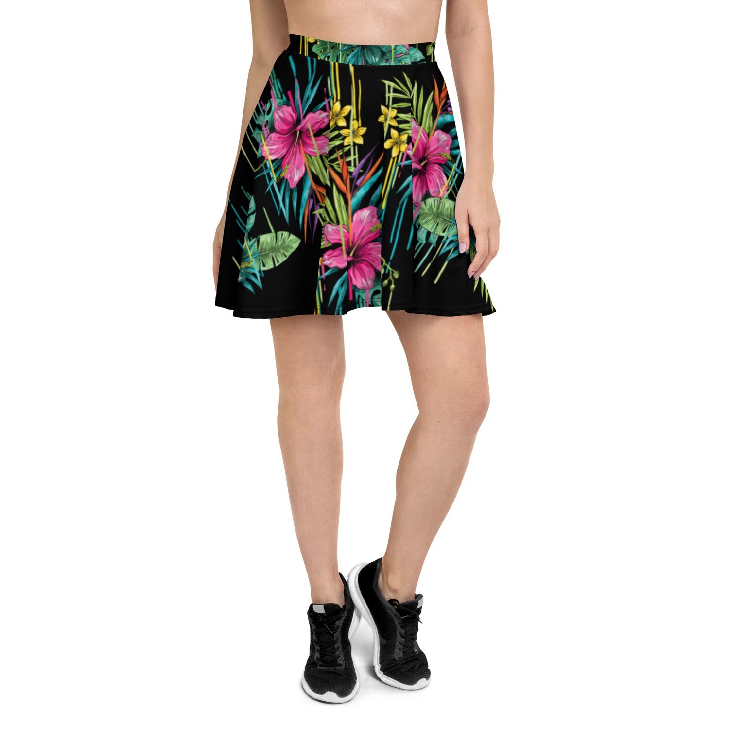 Palm Tree Drip Black Skirt