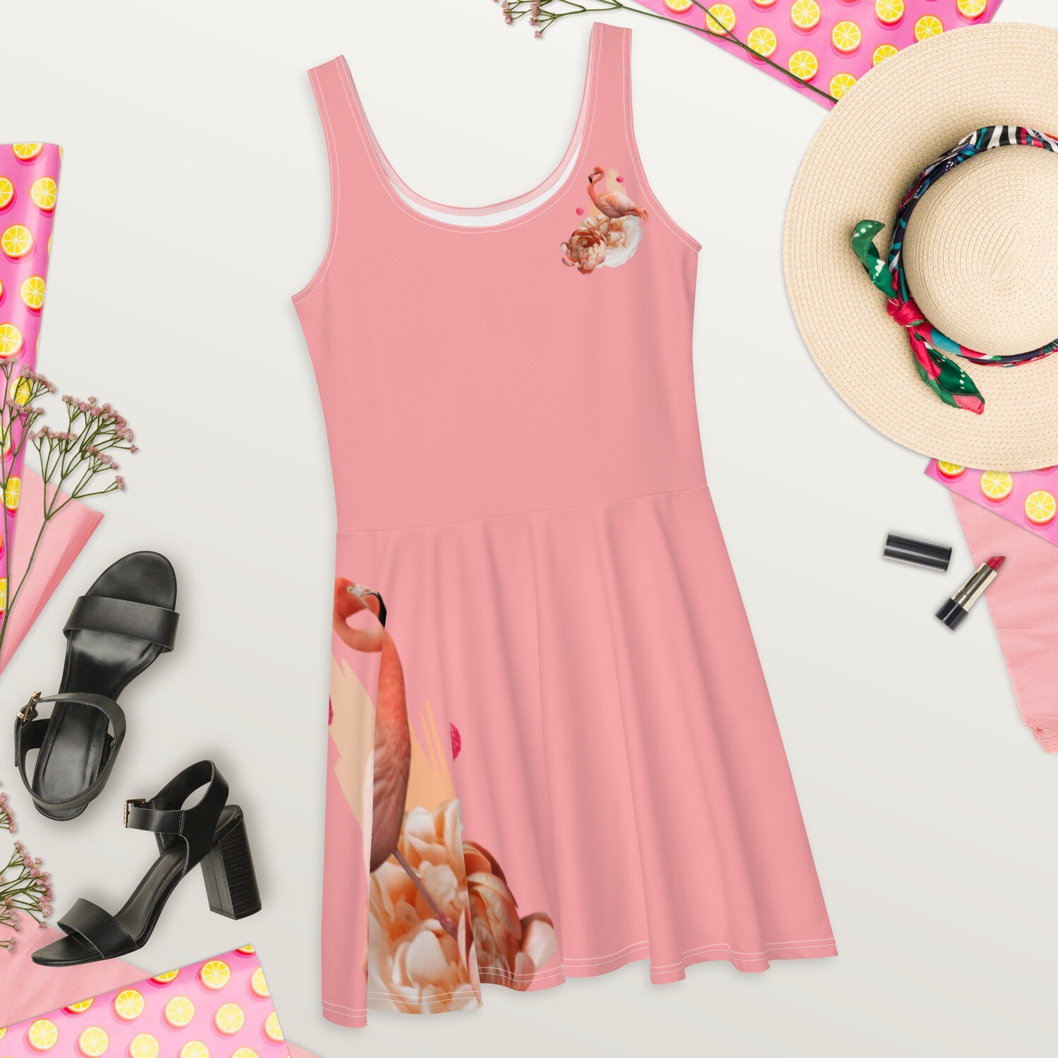 Coral Rose Flamingo Flair Dress
