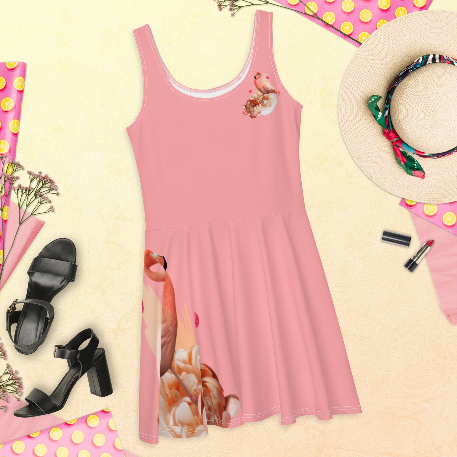 Coral Rose Flamingo Flair Dress
