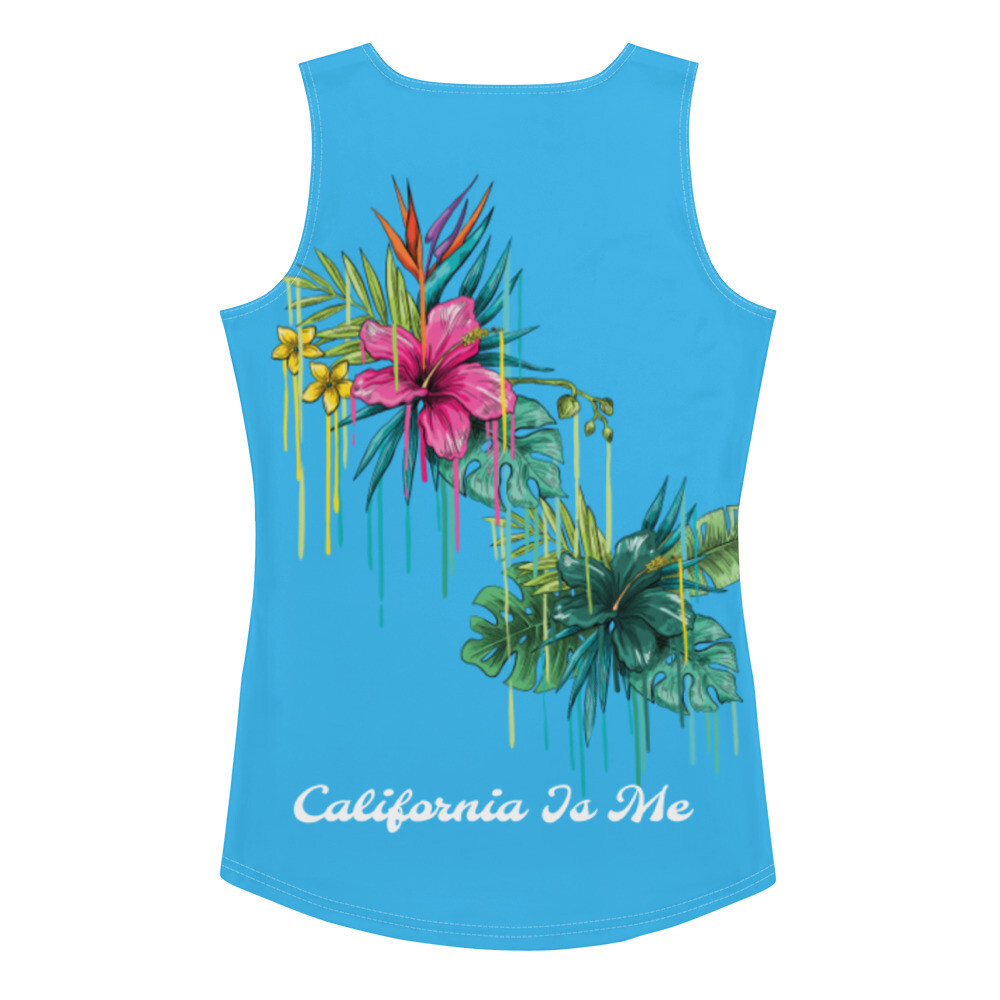 Turquoise Palm Tree Tank Top, Size: XS