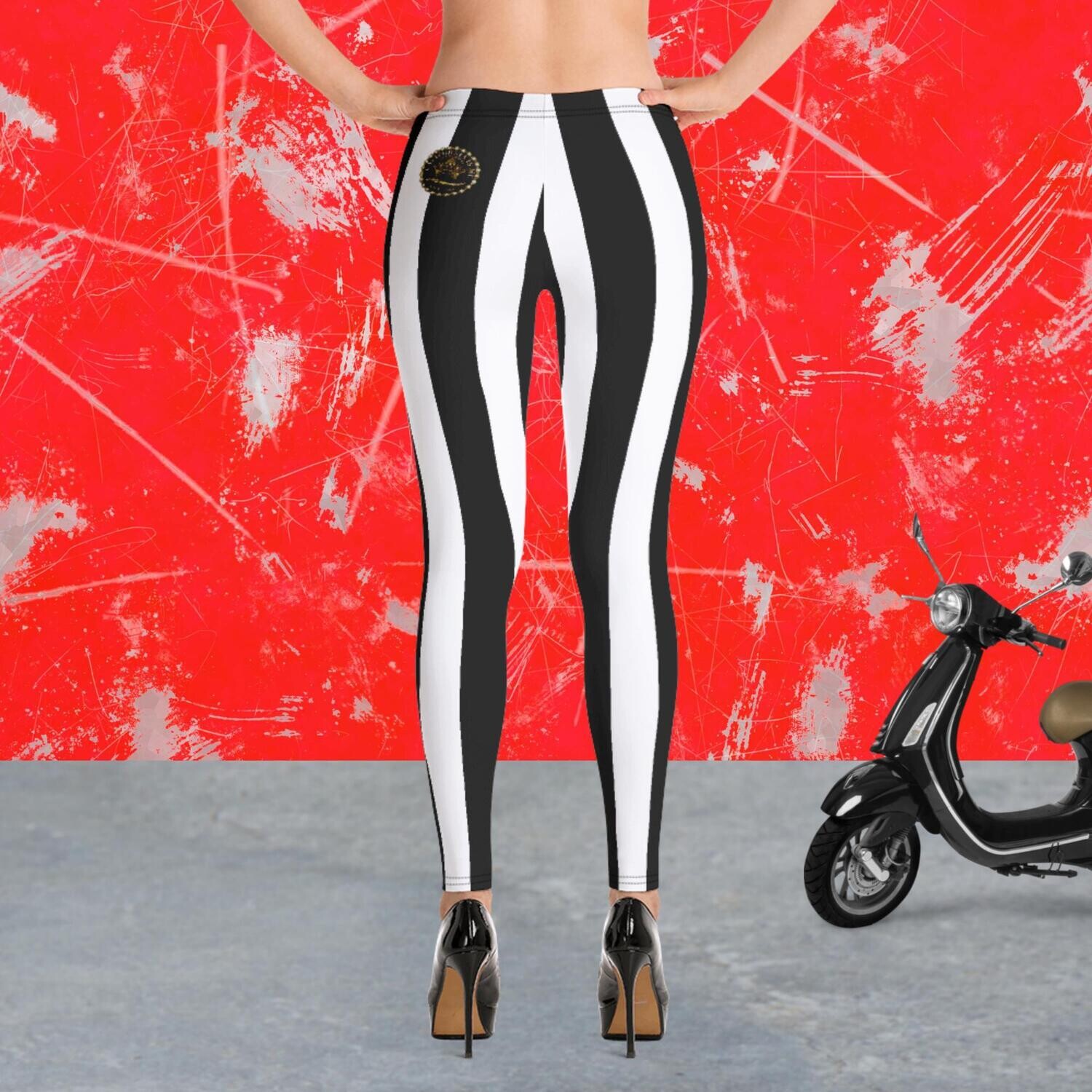 Black and White Vertical Stripe Leggings