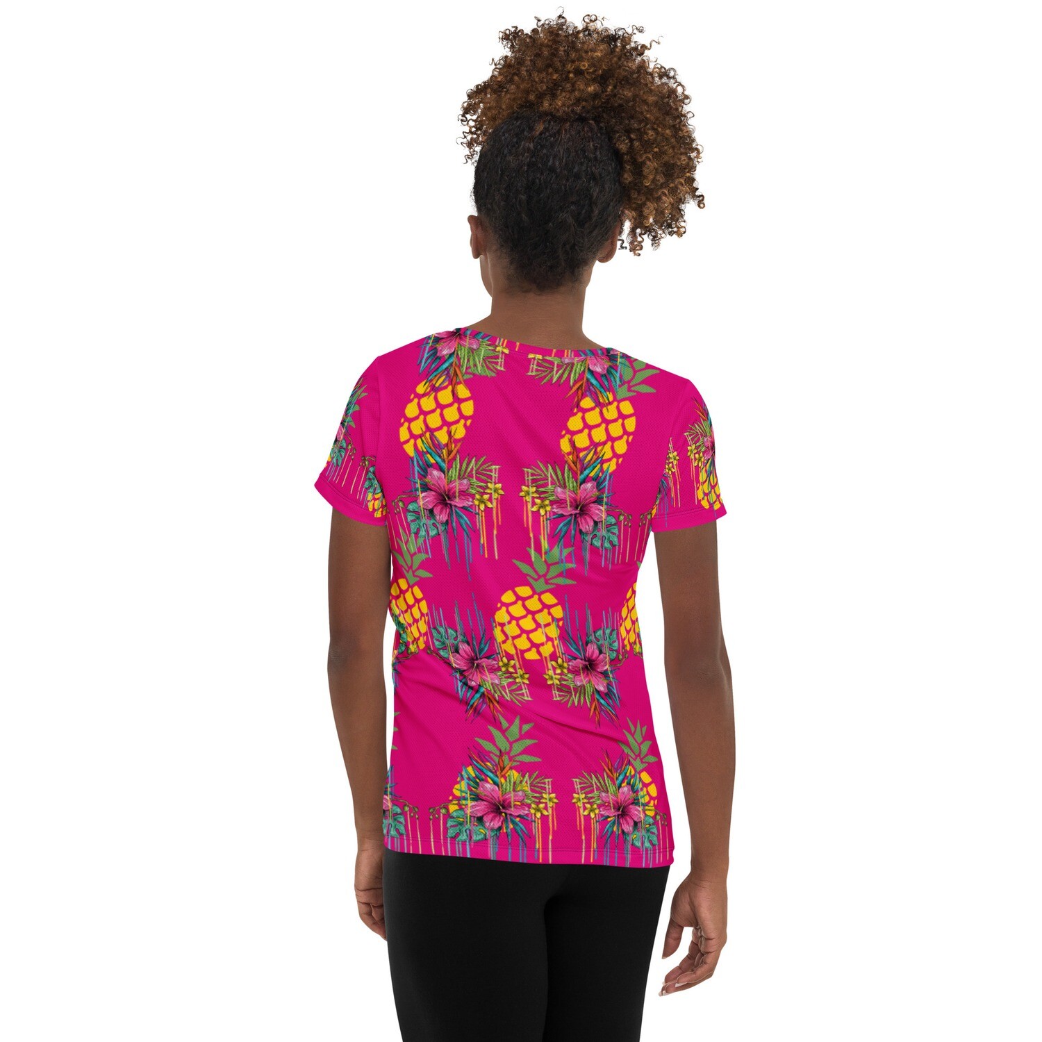 Pineapple Tropical Pink Women's Athletic T-shirt