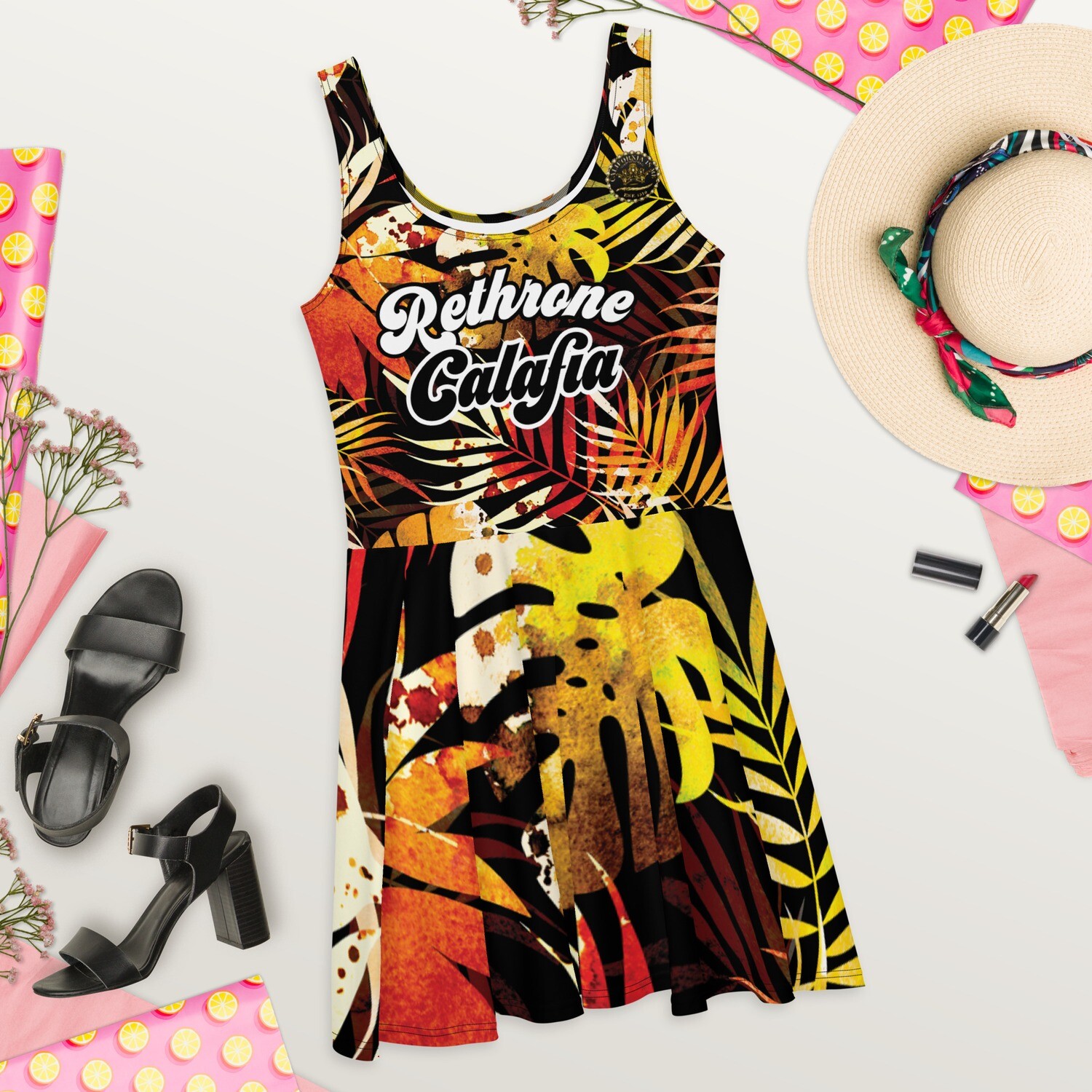 Palm Trees Breezy Flair Dress