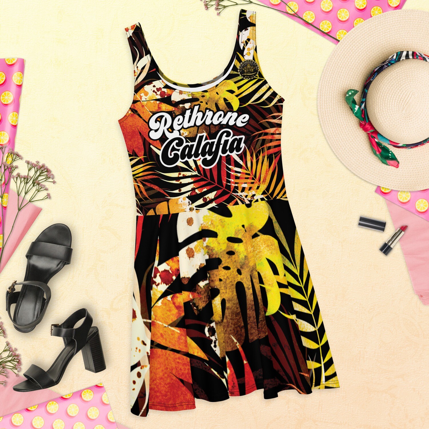 Palm Trees Breezy Flair Dress