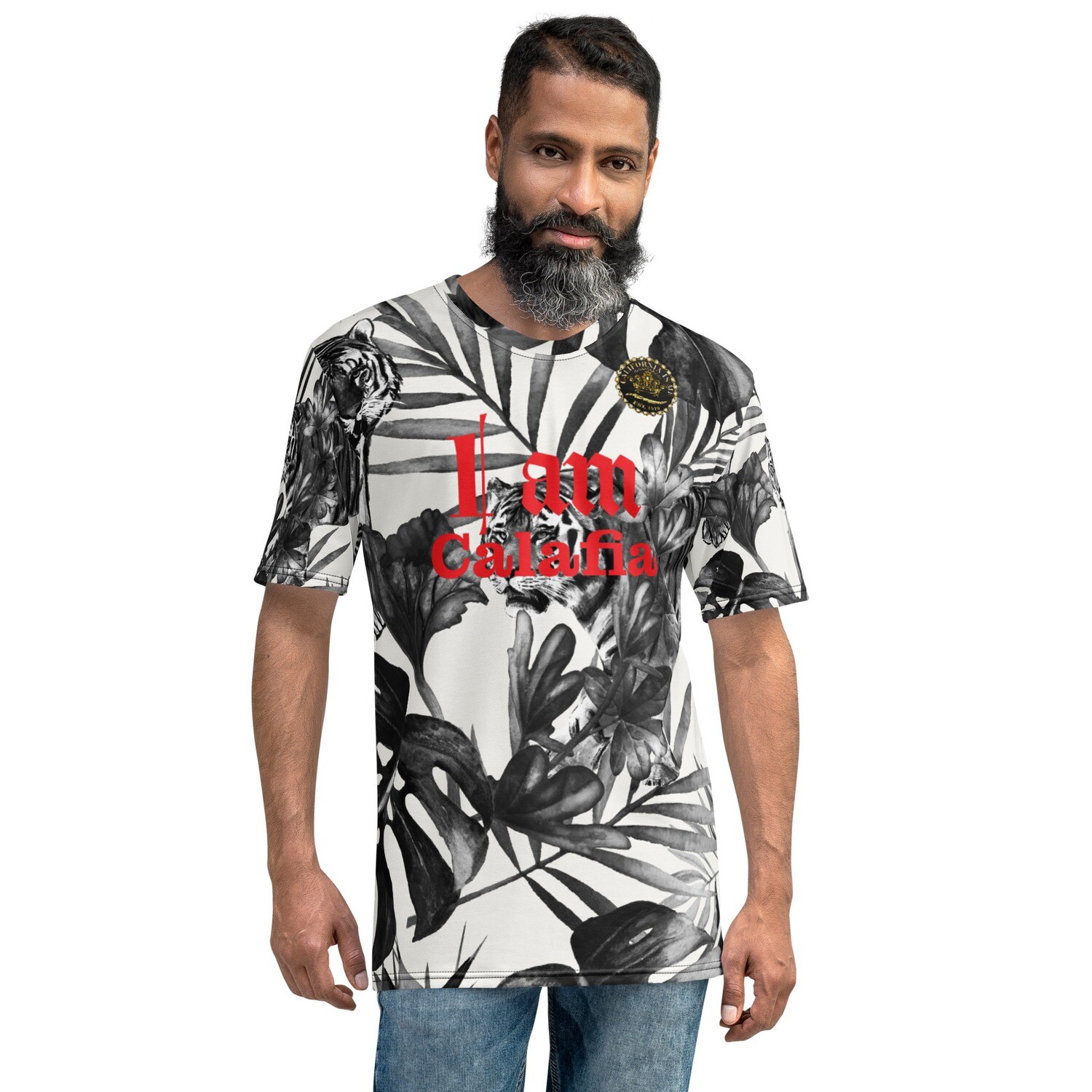 Tiger Palm Black White Men&#39;s t-shirt, Size: XS