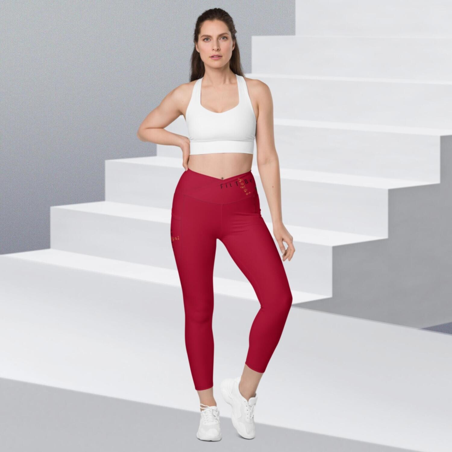 Royal - Fit For A Queen Carmine Crossover Leggings With Pockets, Size: 2XS