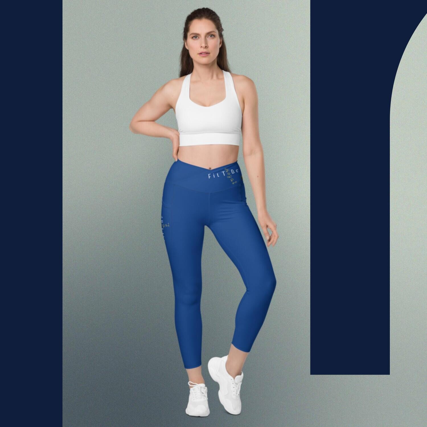 Royal - Fit For A Queen Blue Crossover Leggings With Pockets
