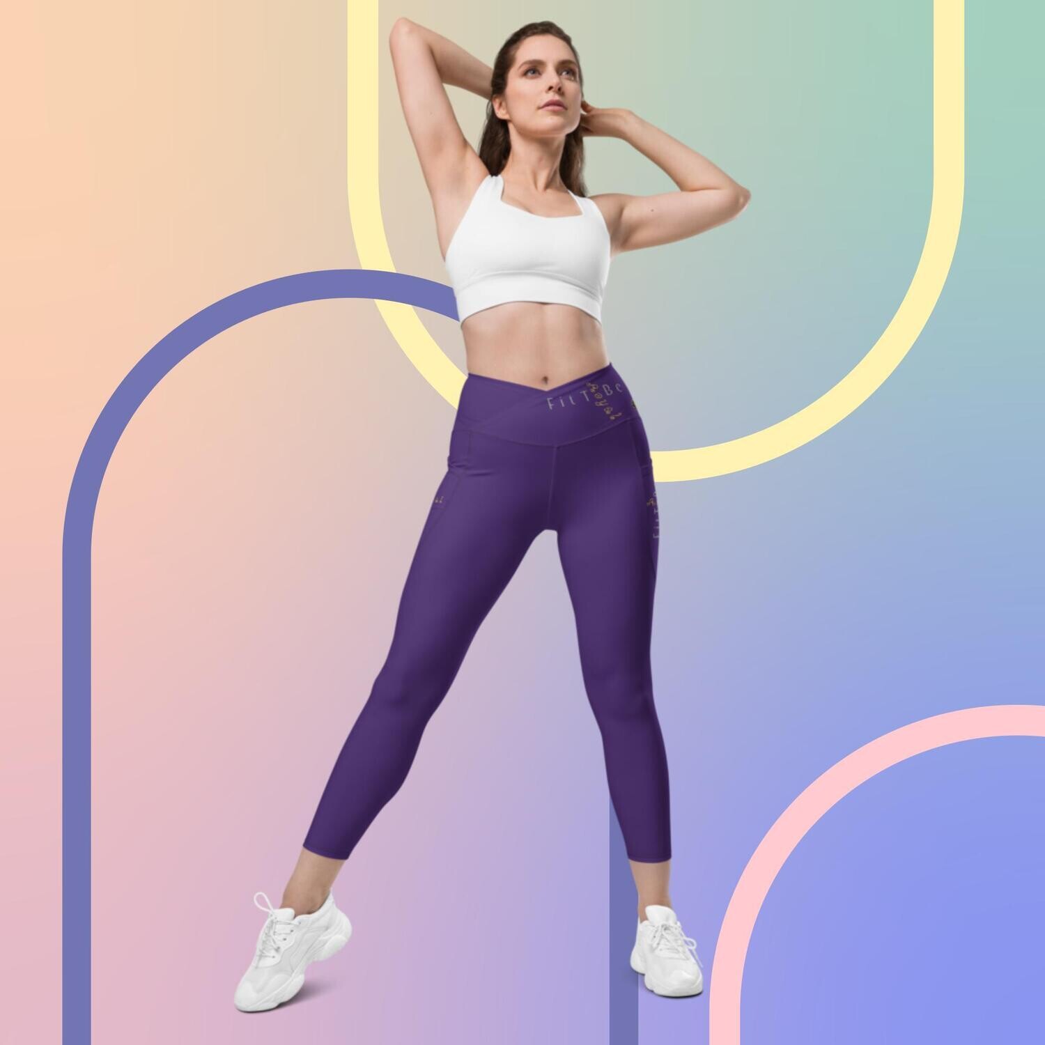 Royal - Fit For A Queen Purple Crossover Leggings With Pockets, Size: 2XS