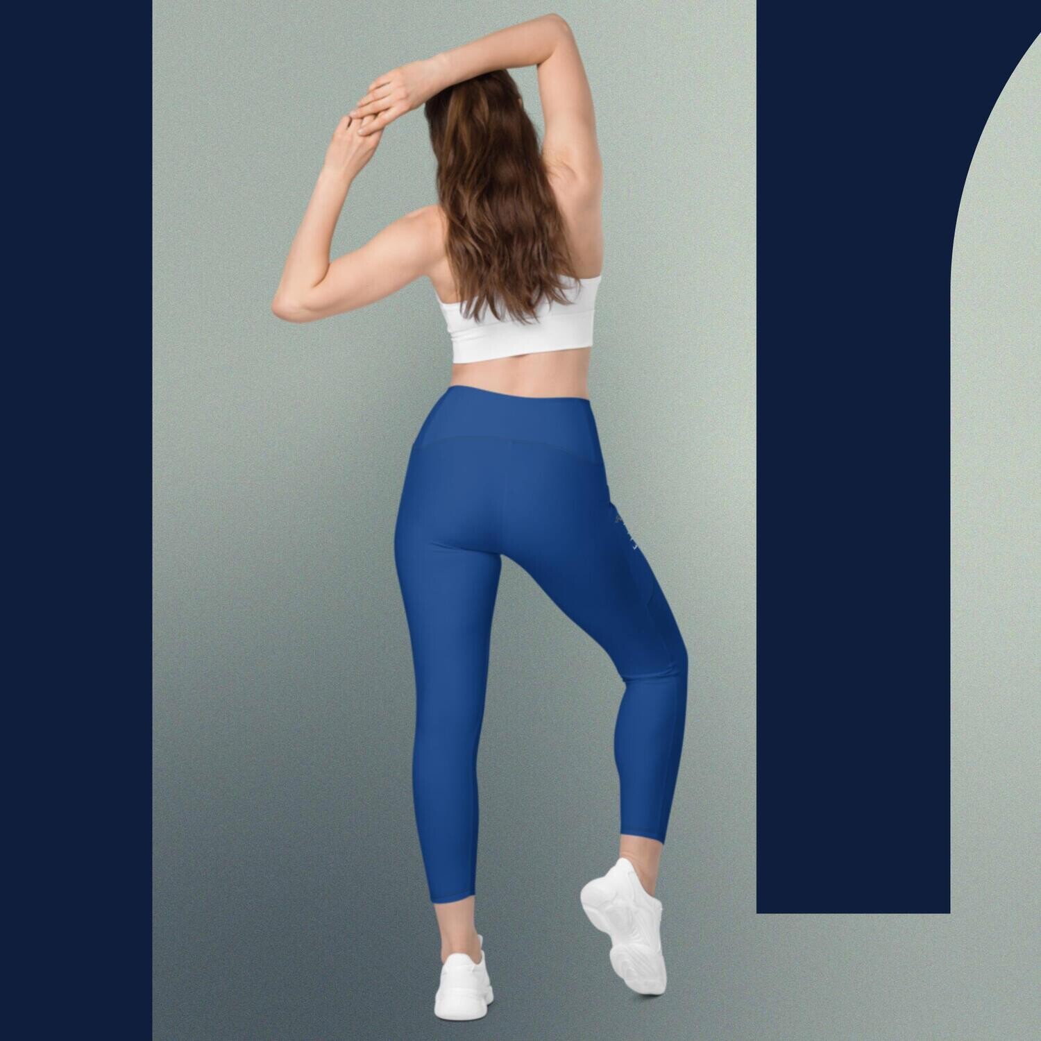 Royal - Fit For A Queen Blue Crossover Leggings With Pockets