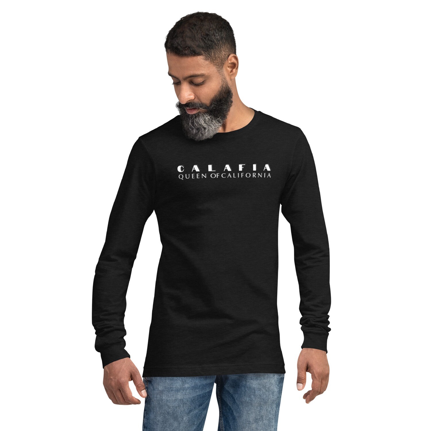 Rock The Queen of CA Unisex Long Sleeve T-Shirt, Color: Black Heather, Size: XS