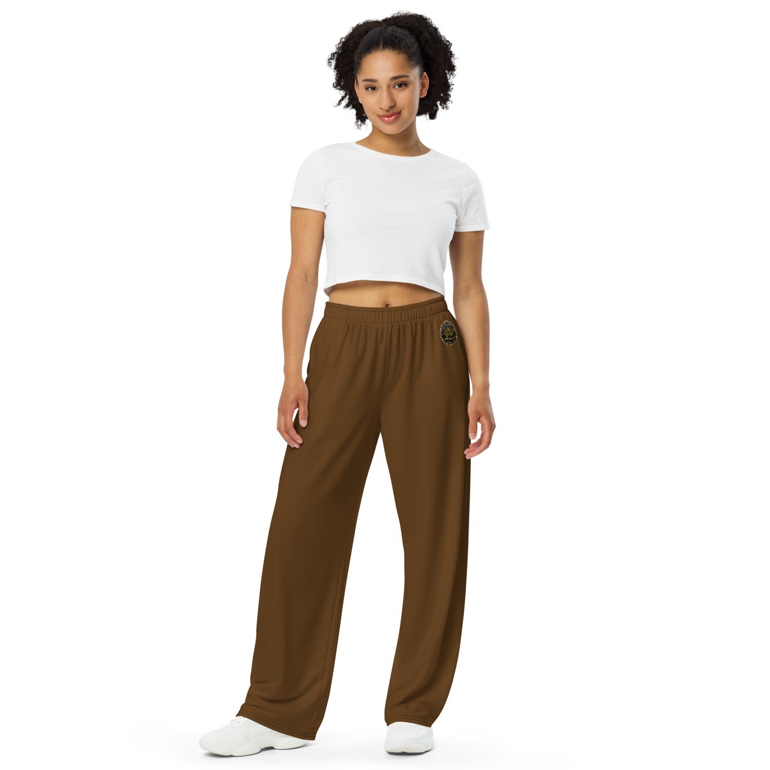 Brown Unisex Wide-leg Pants, Size: 2XS
