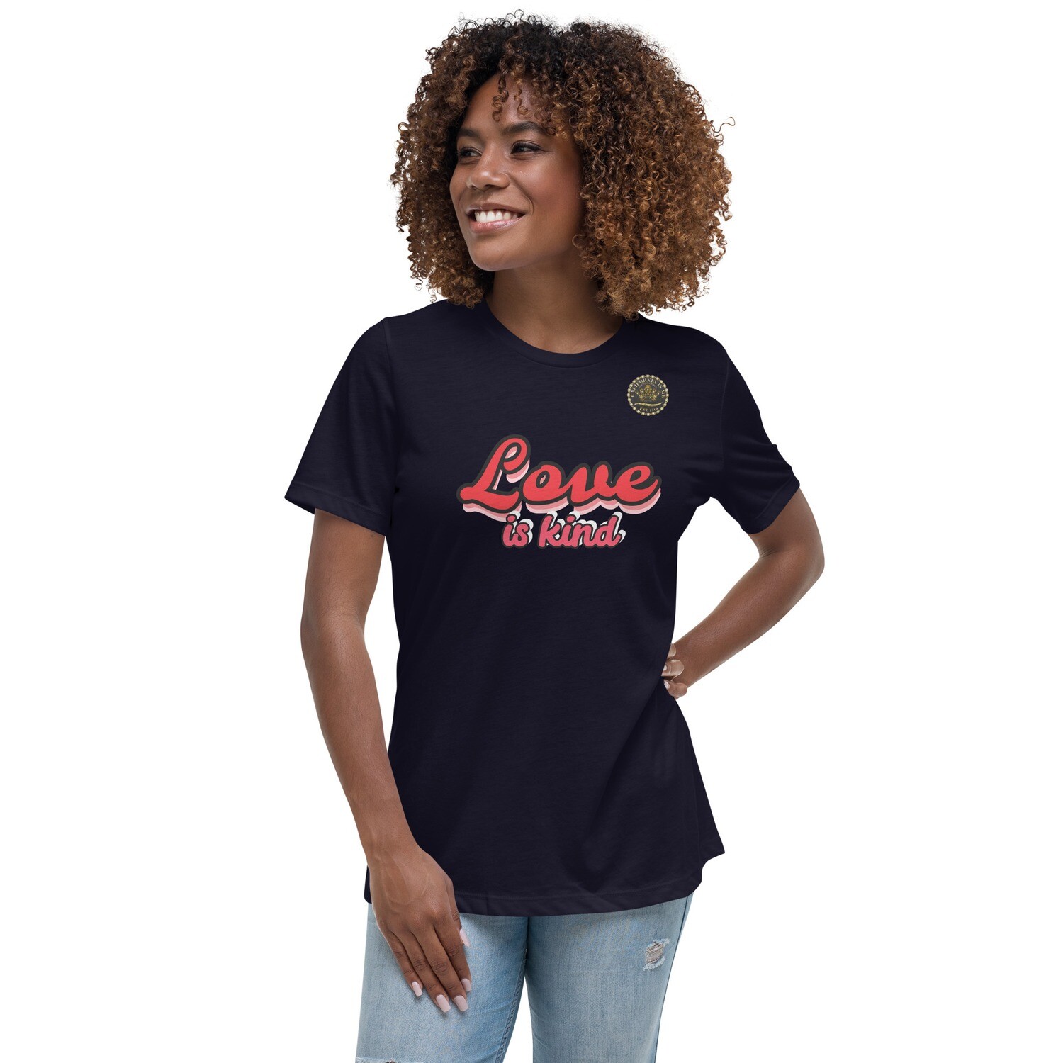 Love Is Women&#39;s Relaxed T-Shirt, Color: Navy, Size: S