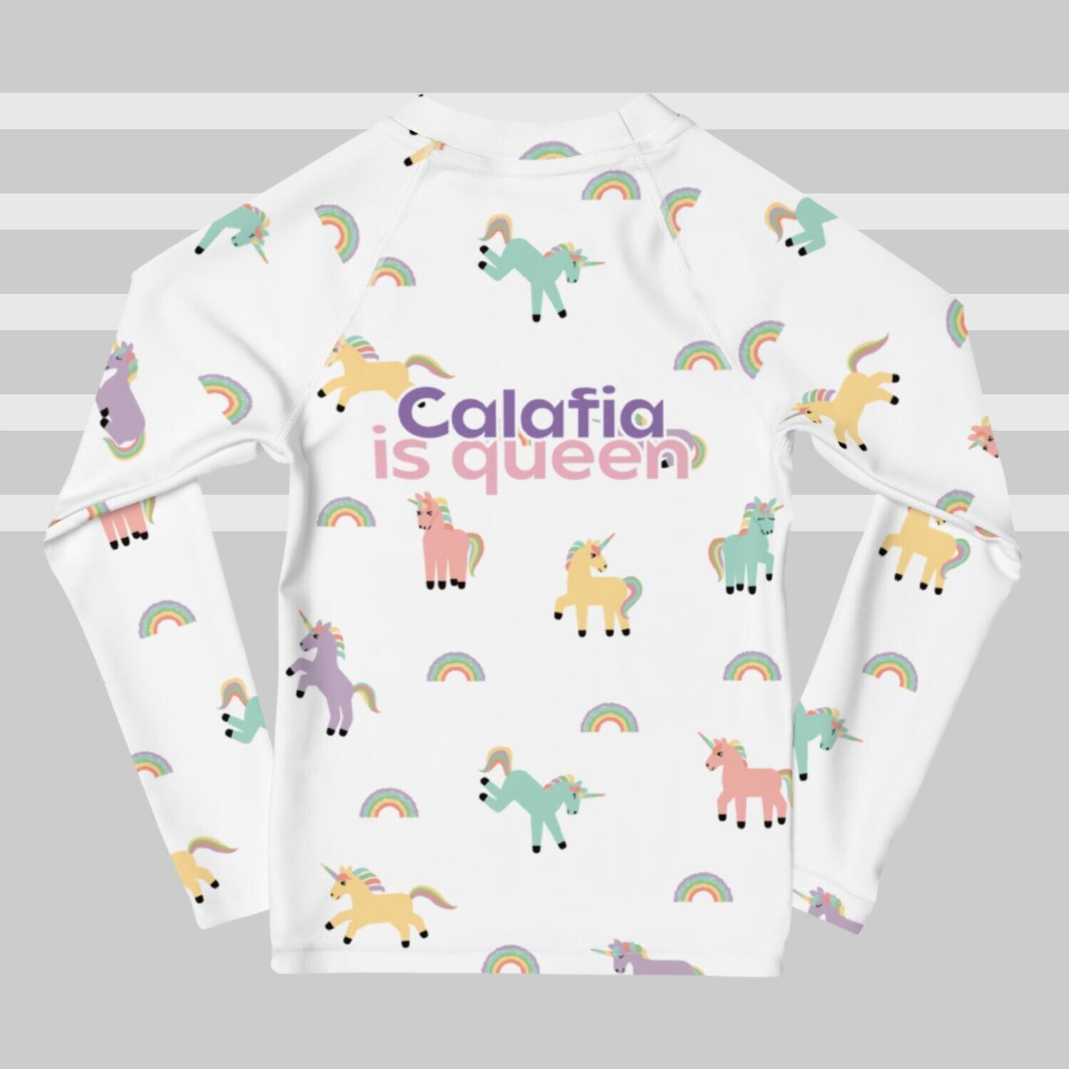 Colorful Unicorn Kids Rash Guard T-shirt, Size: 2T