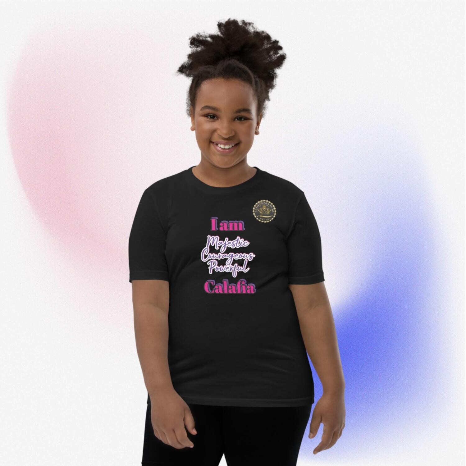I Am Calafia Youth Short Sleeve T-Shirt, Color: Black, Size: S