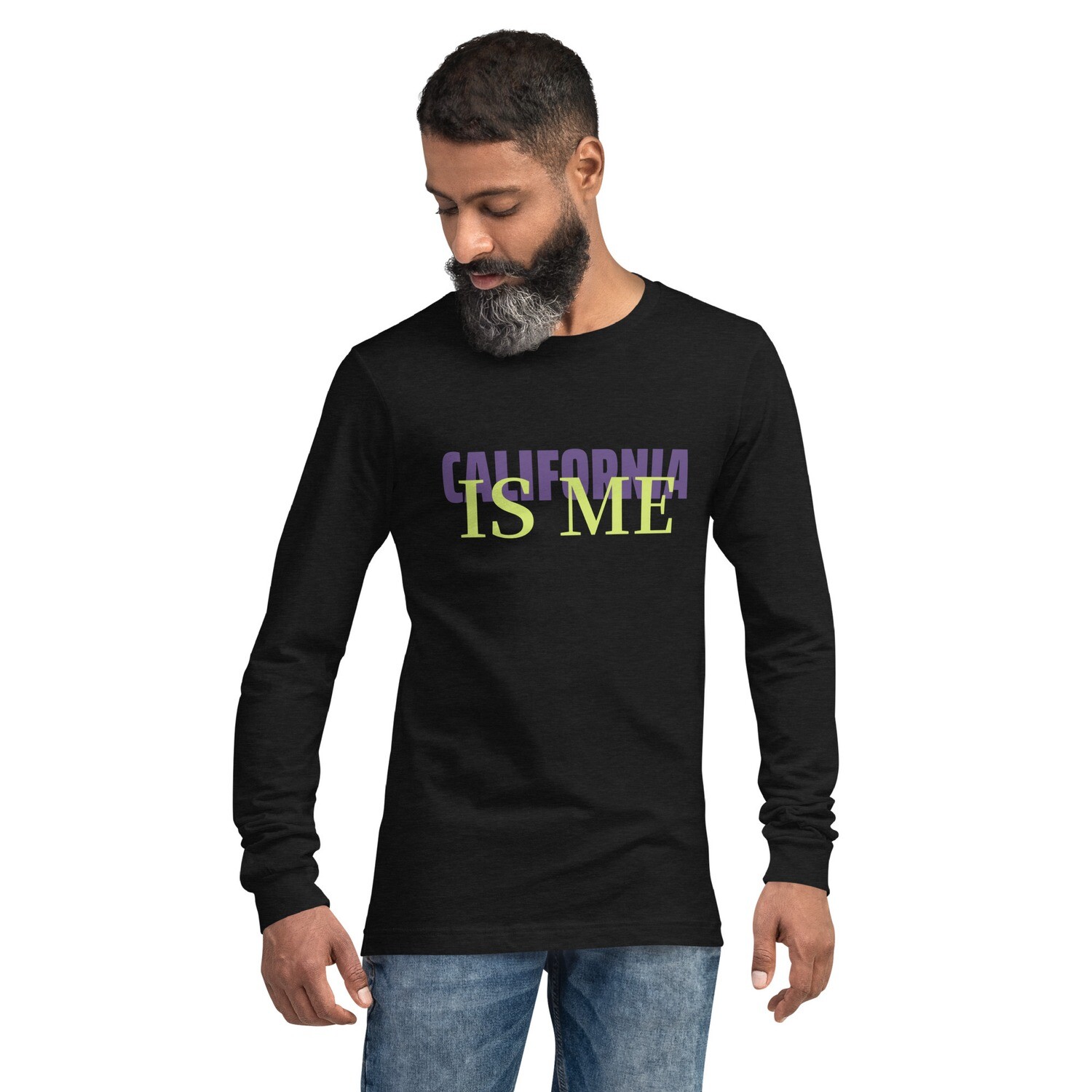 Branded Purple Green Unisex Long Sleeve Tee, Color: Black Heather, Size: XS