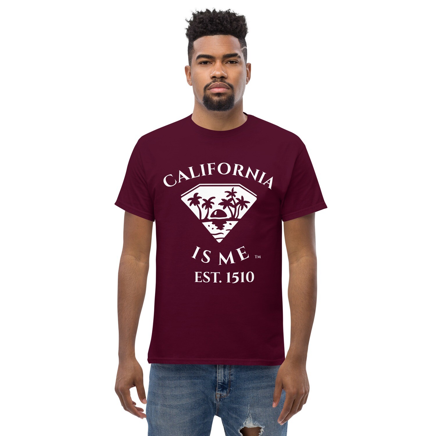 CALIFORNIA IS ME Men&#39;s Classic T-Shirt, Color: Maroon, Size: S