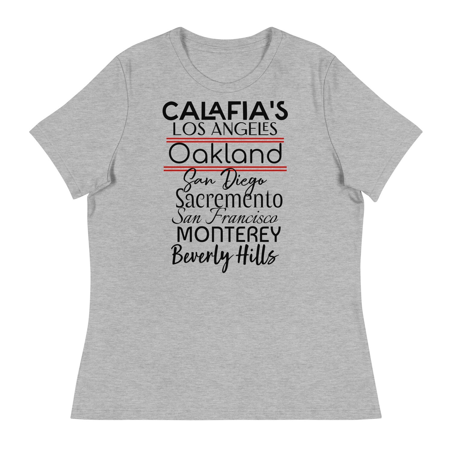 Queen Calafia&#39;s Cities of CA Women&#39;s Relaxed T-Shirt, Color: Athletic Heather, Size: S