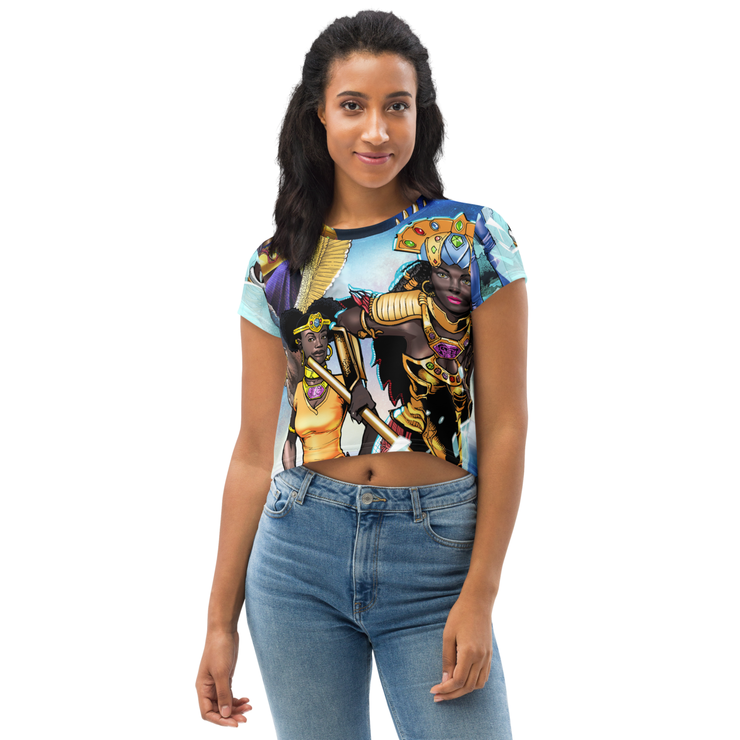 Queen Calafia Comic Book Print Crop Tee, Size: XS
