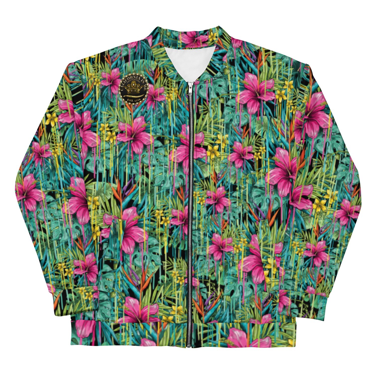 Pink Green Palm Tree Unisex Bomber Jacket