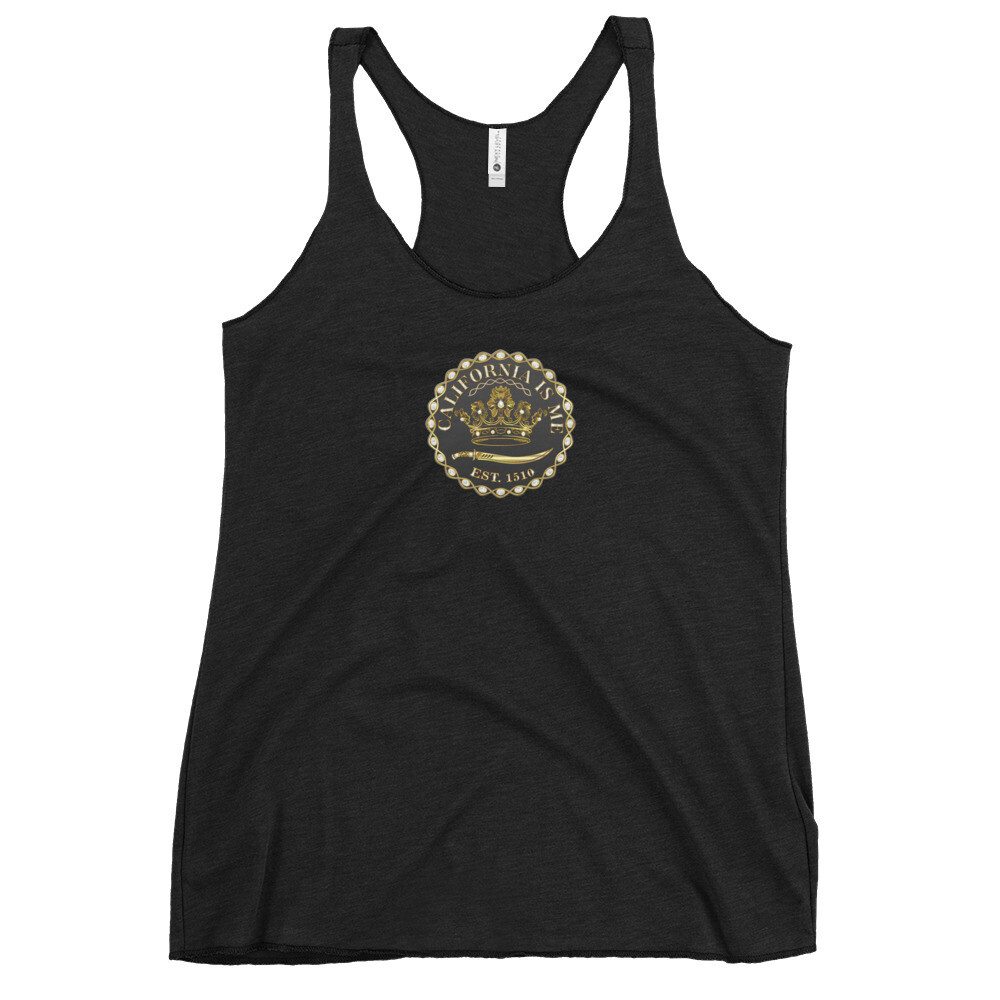 CALIFORNIA IS ME Brand Logo Women&#39;s Racerback Tank, Color: Vintage Black, Size: XS