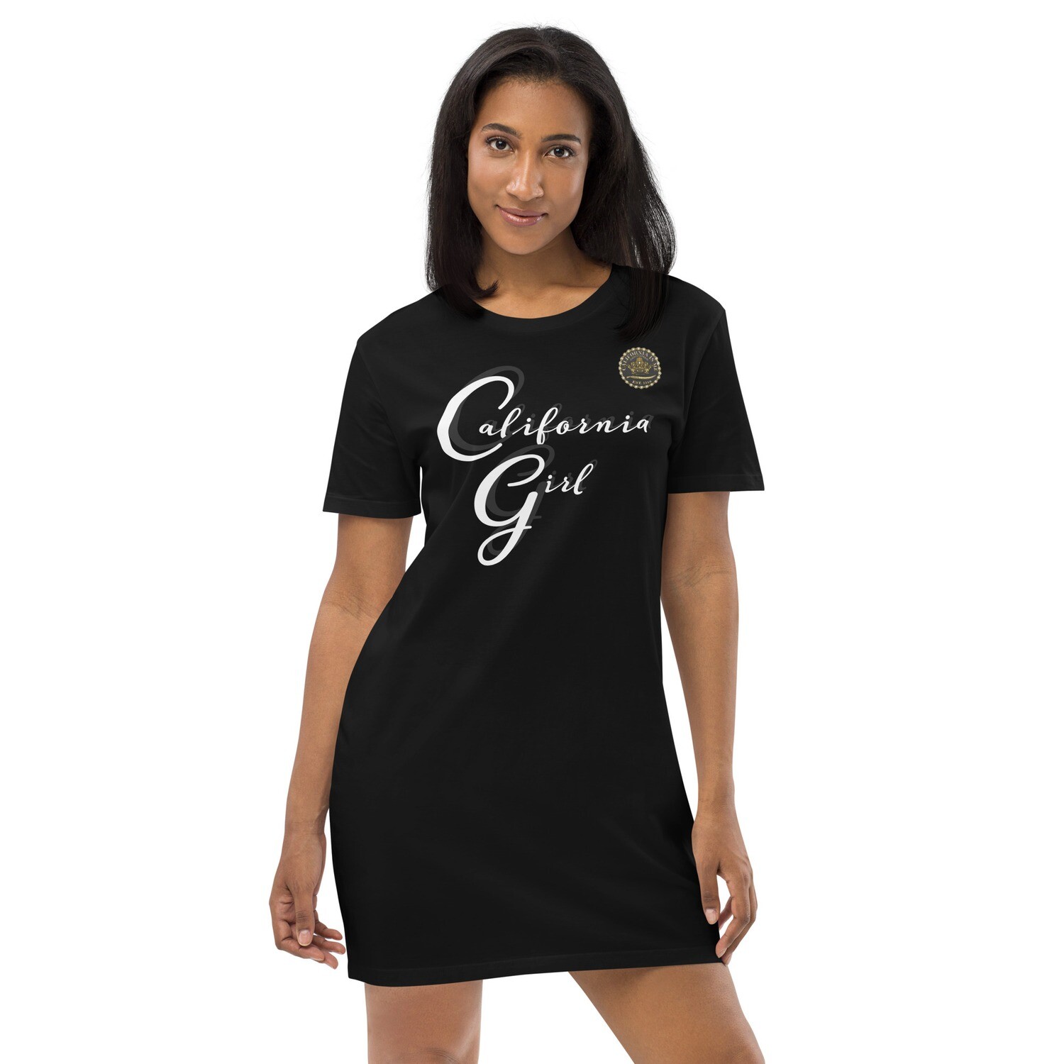 California Girl Poetry In Motion T-shirt dress, Color: Black, Size: XS