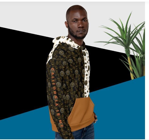 Black, Brown, White, Color Block, Abstract Unisex Hoodie