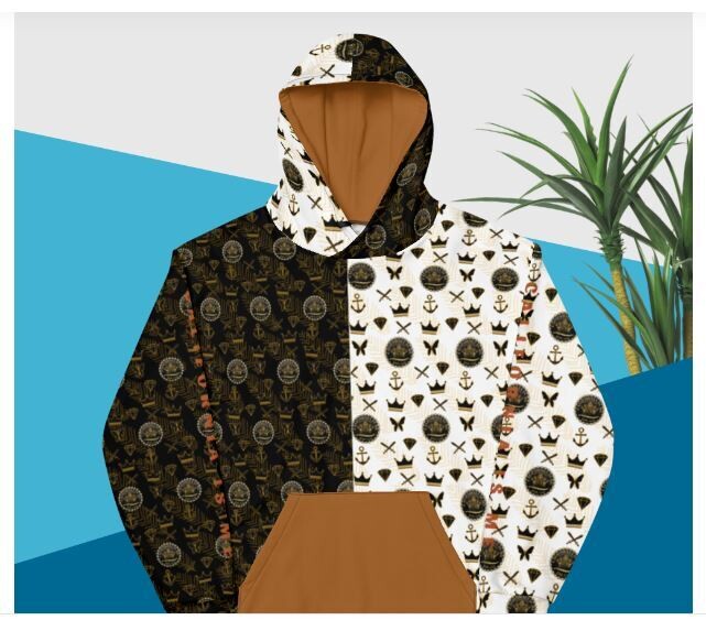 Black, Brown, White, Color Block, Abstract Unisex Hoodie